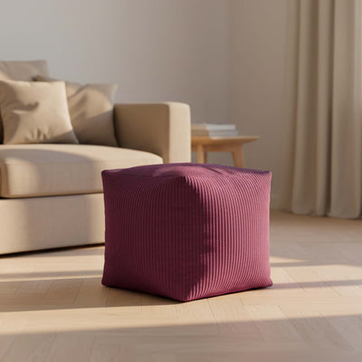 Samt-Cord Würfel-Pouf Kirsche