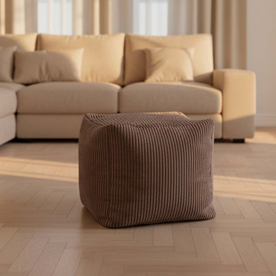Brown Corduroy Cube Bean Bag