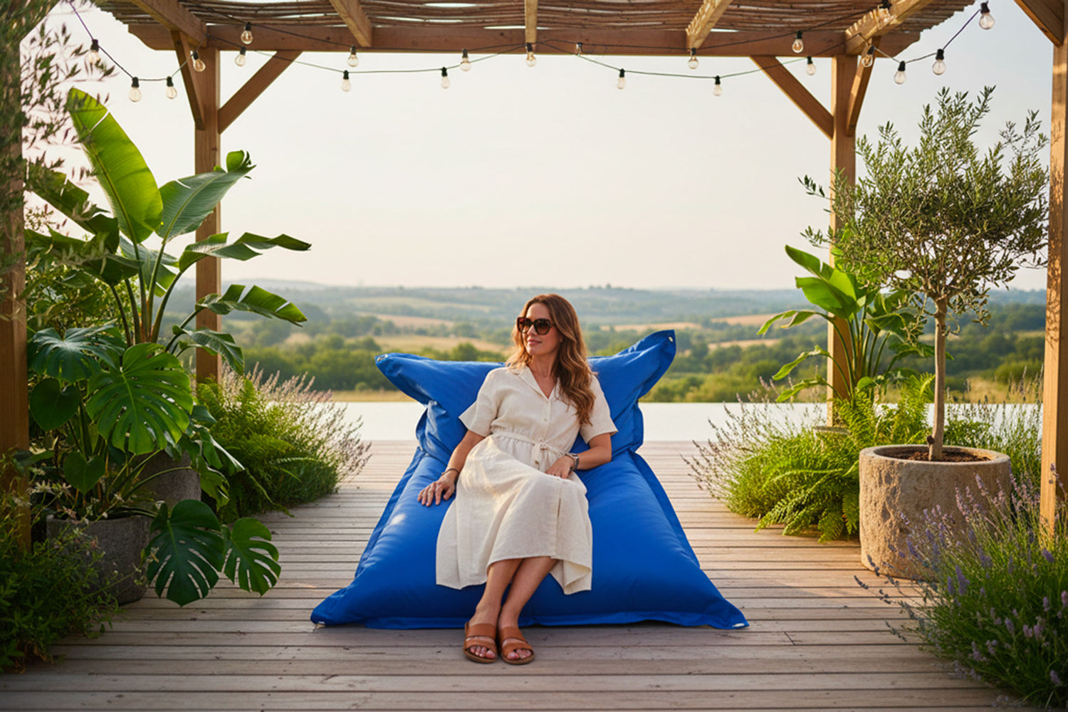 Pouf Exterior Azul IRON RAW