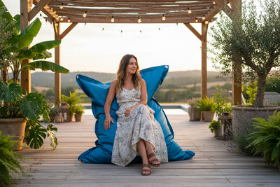 Outdoor Pouf Blue Turquoise IRON RAW