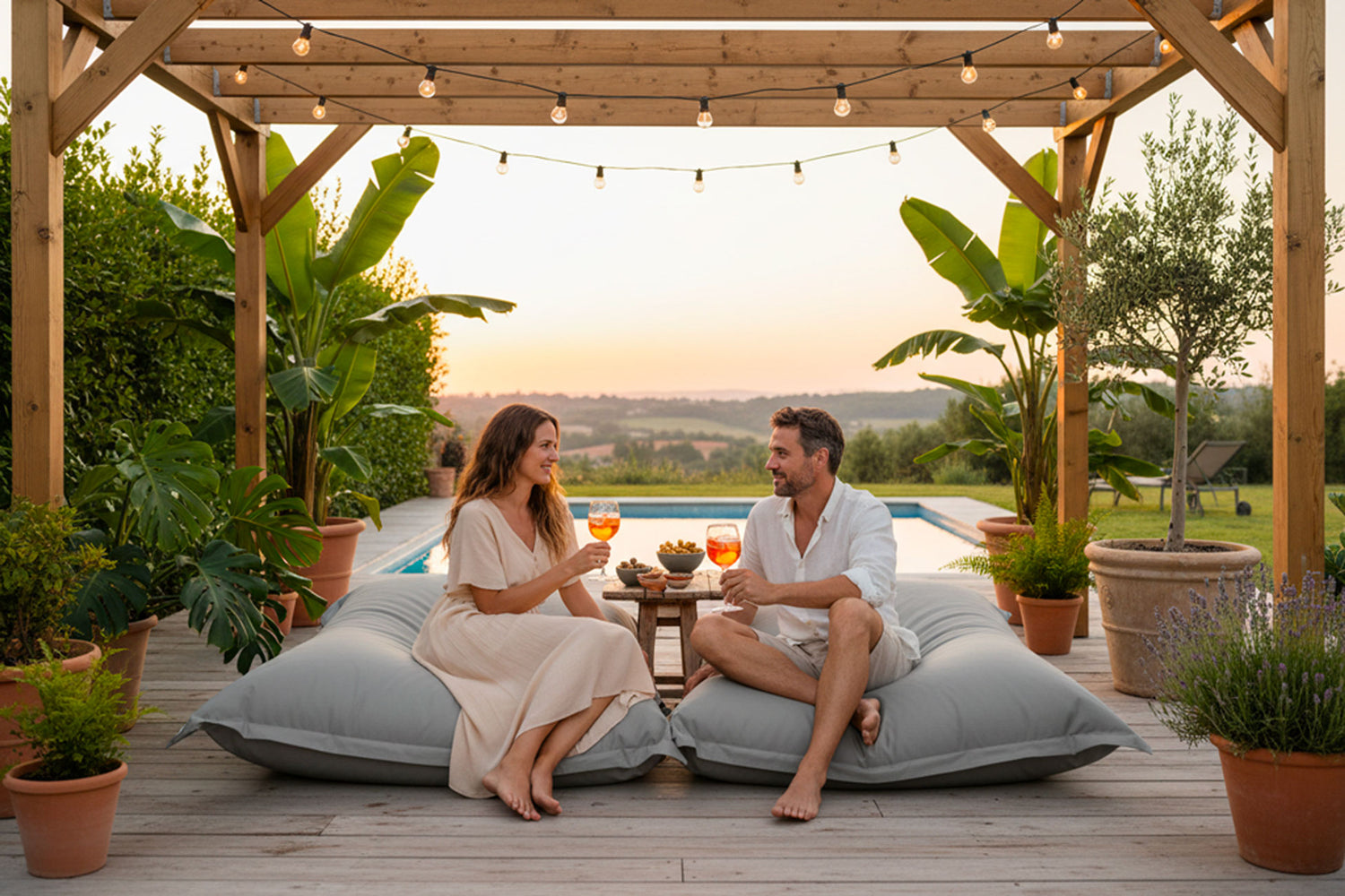 Outdoor Pouf Gray IRON RAW