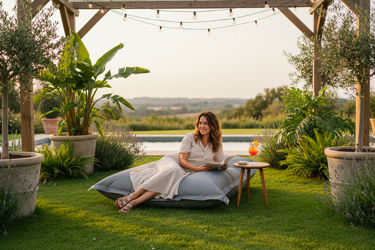 Outdoor Pouf Gray IRON RAW