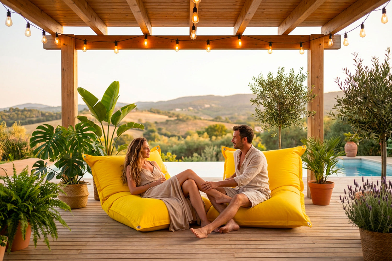 Yellow Outdoor Pouf IRON RAW