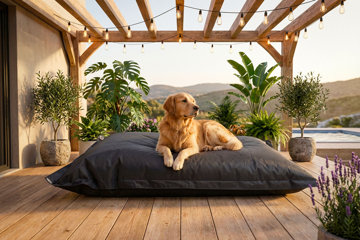Black Outdoor Pouf IRON RAW