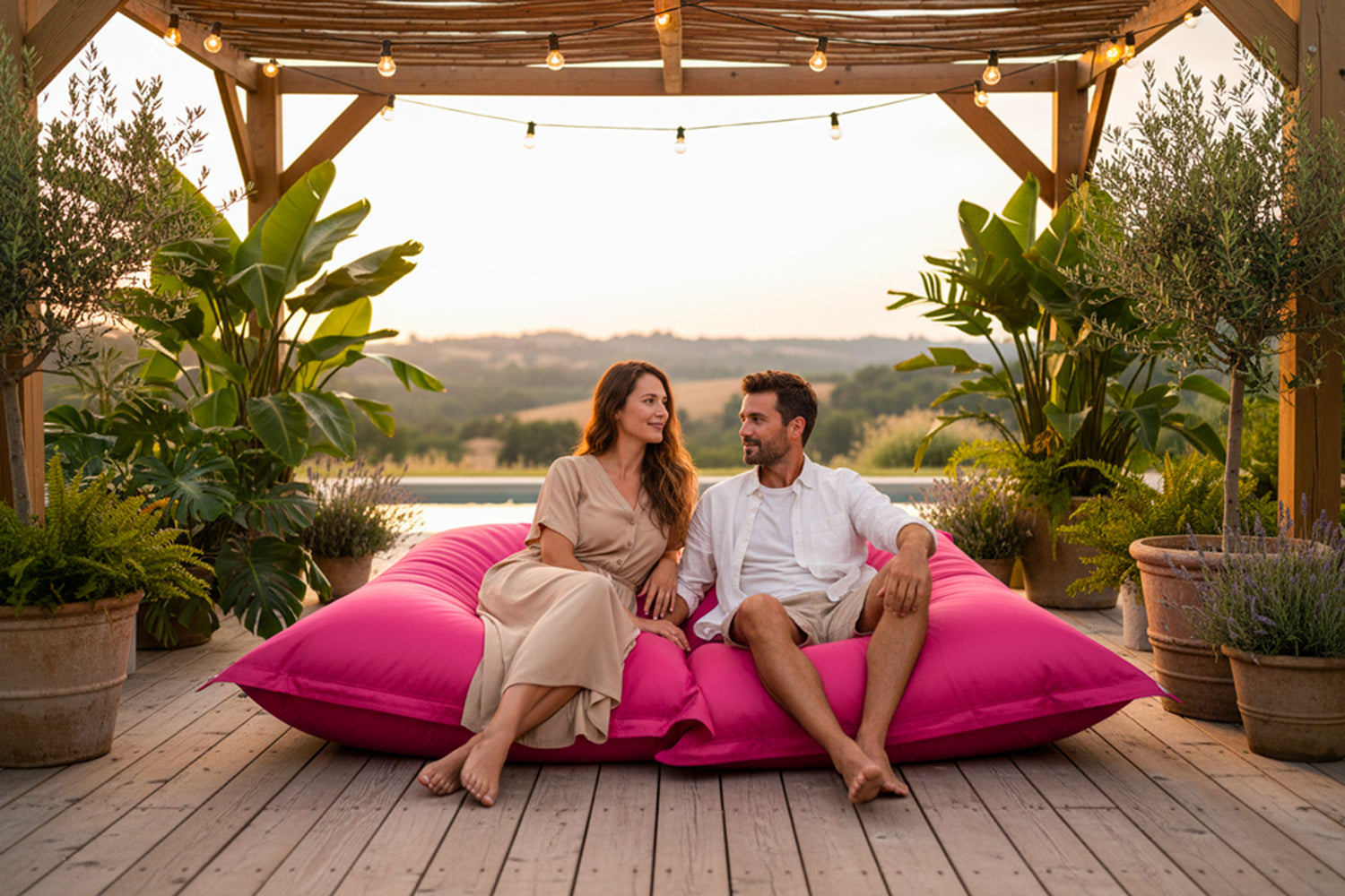 Outdoor Pink Pouf IRON RAW
