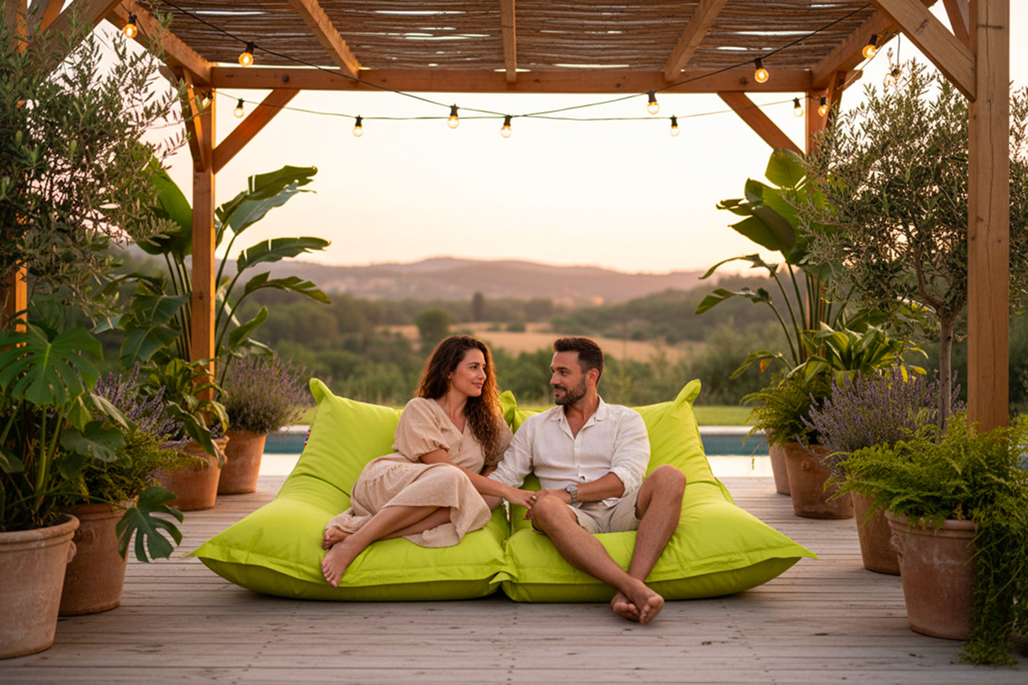 Pouf Extérieur Vert Lime IRON RAW