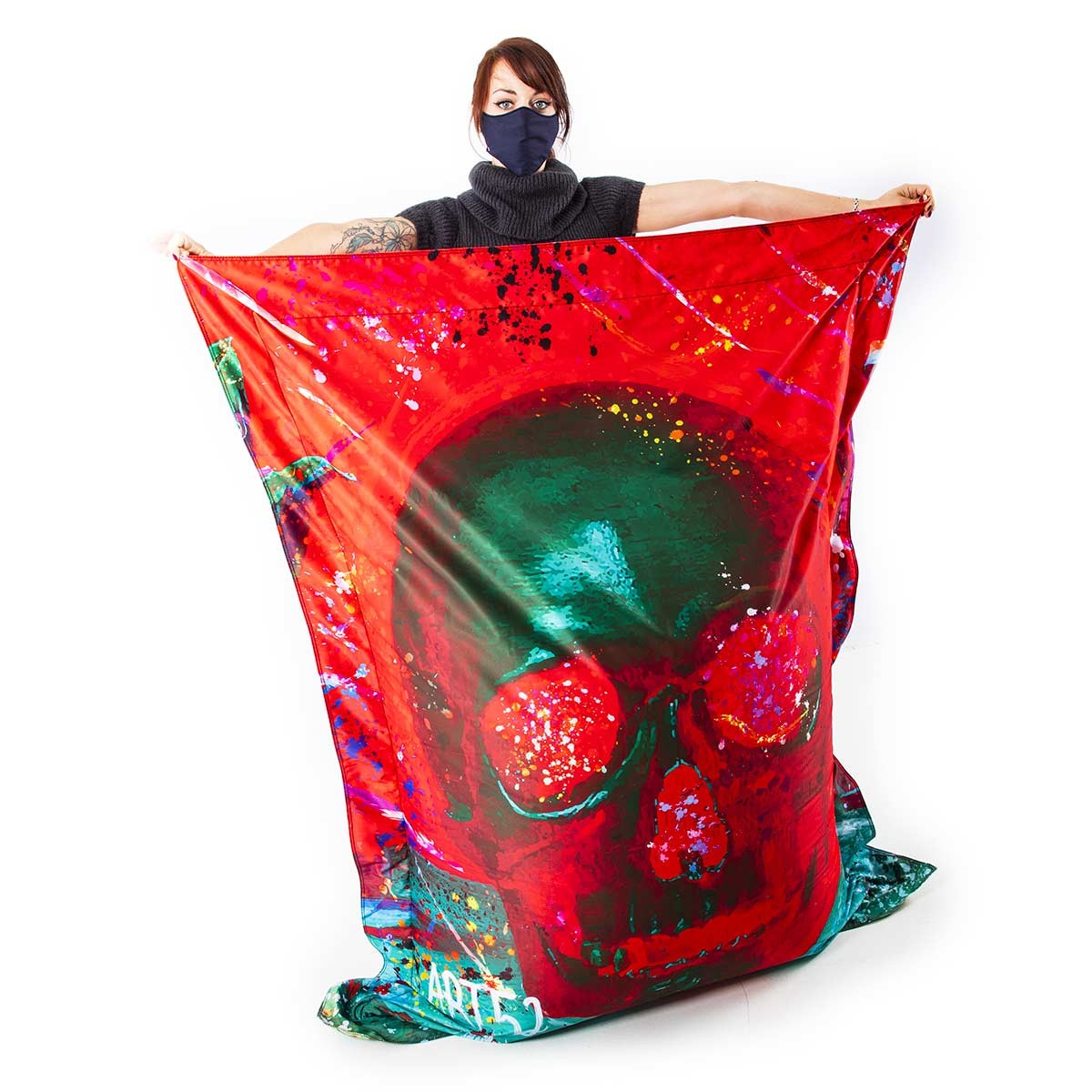 Pouf Géant ART52® - Vanité Rouge, illustration rouge et multicolore, pouf géant imprimé haute qualité signée Benjamin Cupillard