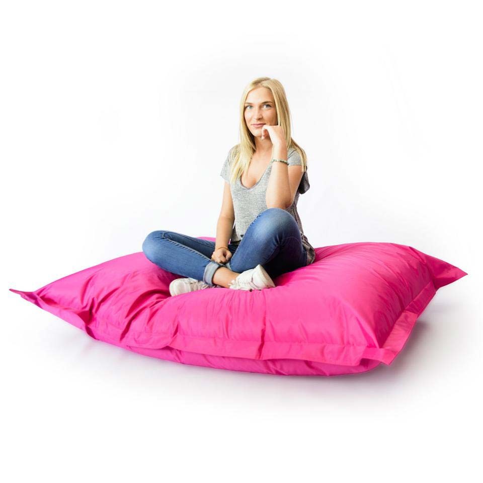 Pouf Géant XL Rose BiG52, grand coussin d’assise rose pour salon, chambre et jardin, confortable et résistant