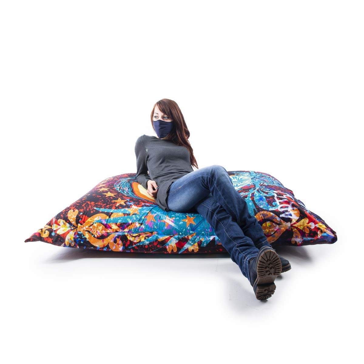 Pouf Géant ART52® - Ange, grande assise design artistique coloré, coussin décoratif pour intérieur moderne