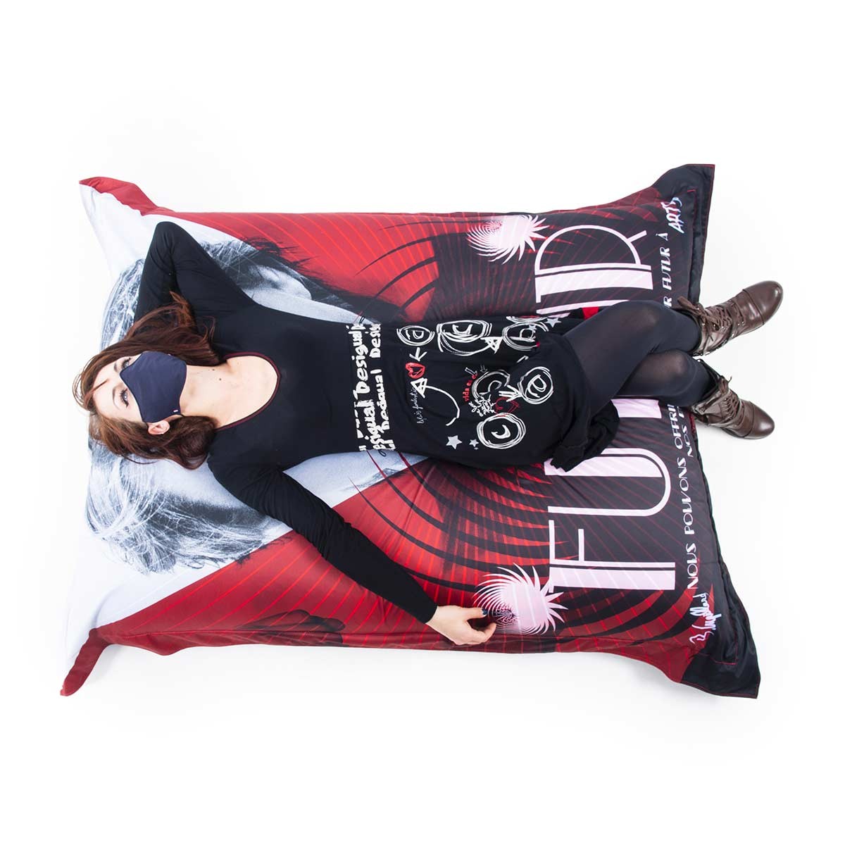 Pouf Géant ART52® - Futur : coussin géant imprimé Benjamin Cupillard, série limitée 50 ex, teinté dans la masse, fabriqué en France