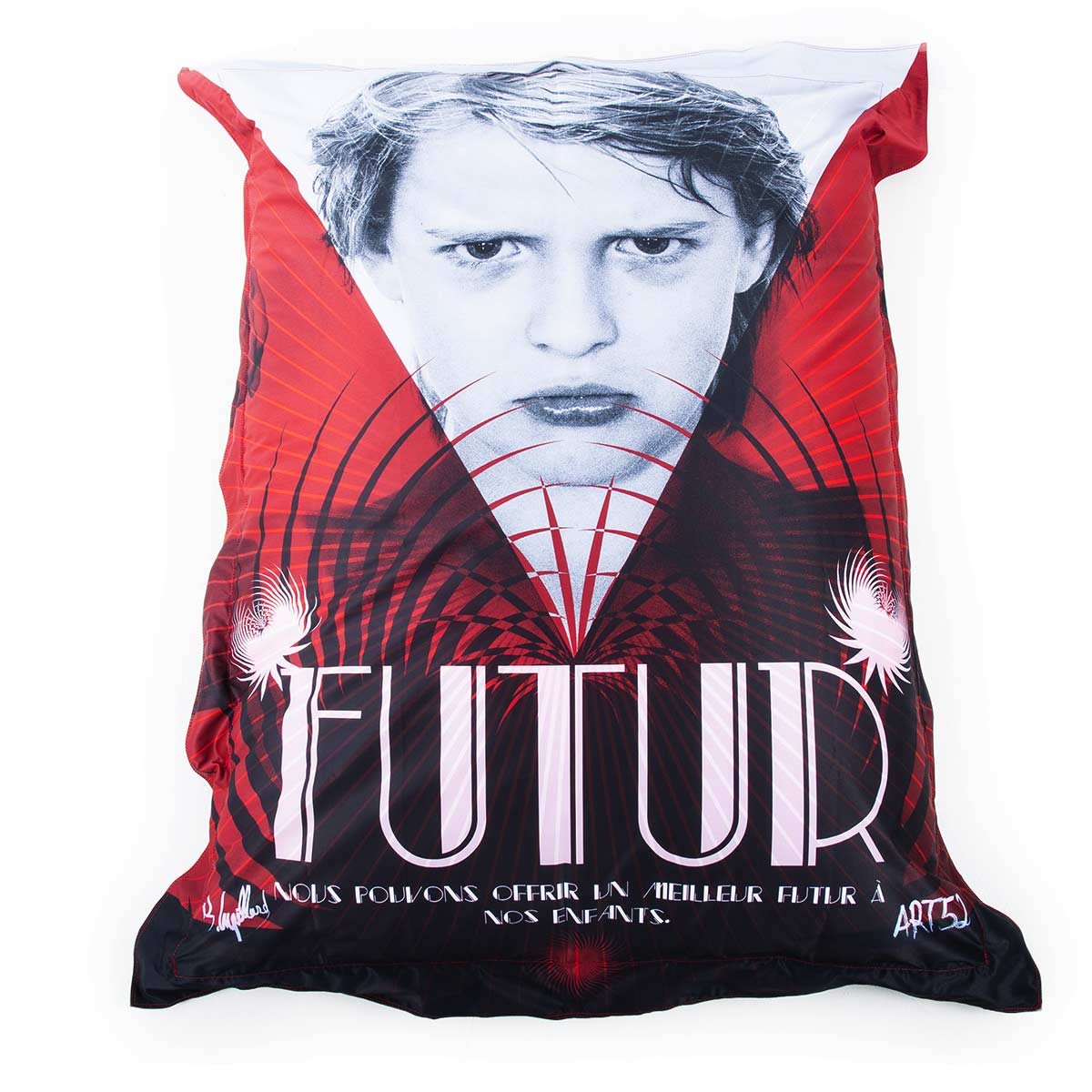 Pouf Géant ART52® - Futur, coussin géant imprimé haute qualité teinté dans la masse, œuvre Benjamin Cupillard, série limitée 50