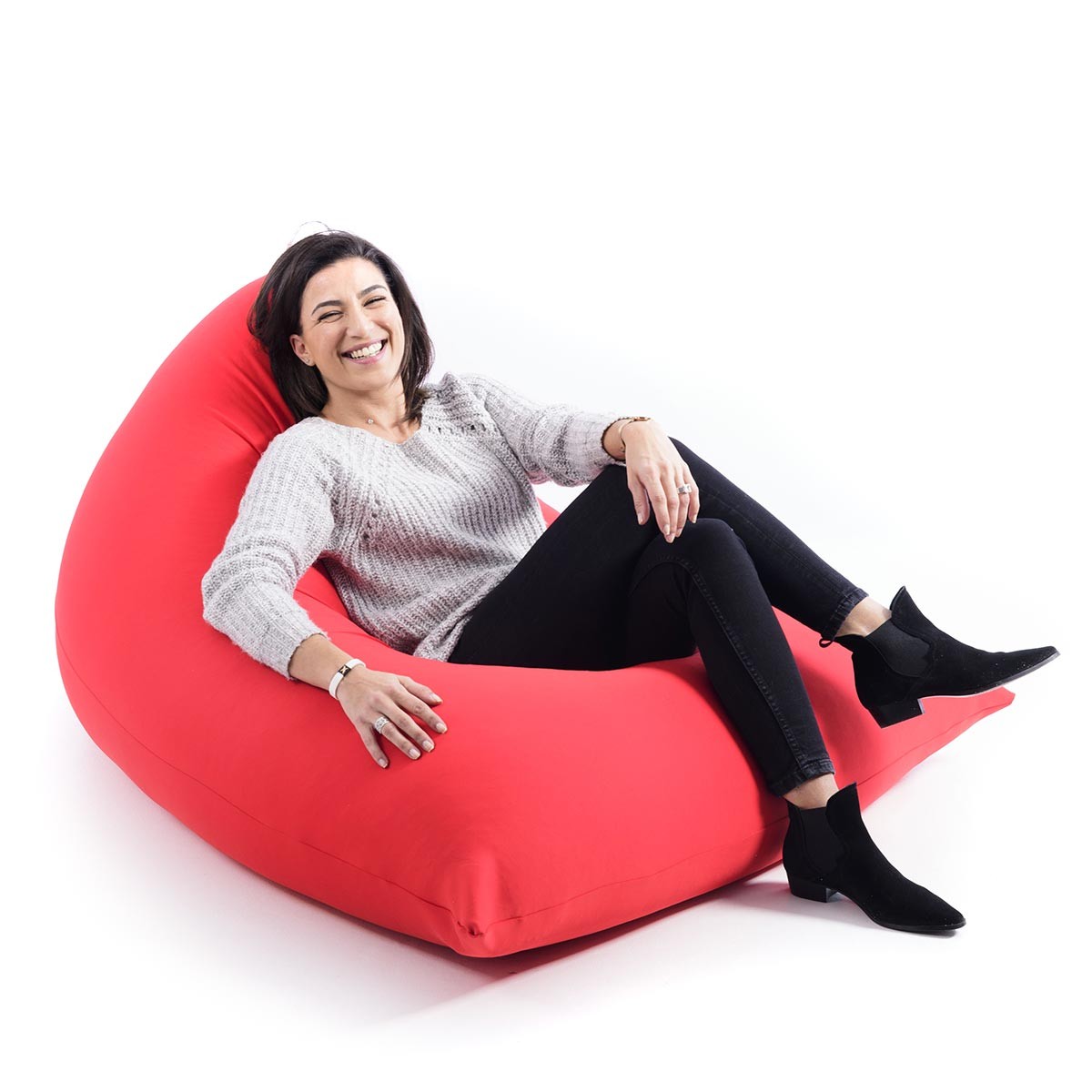 Pouf Berlingot Stretch Rouge, pouf géant d’intérieur en forme de berlingot rouge, assise confortable pour salon ou chambre