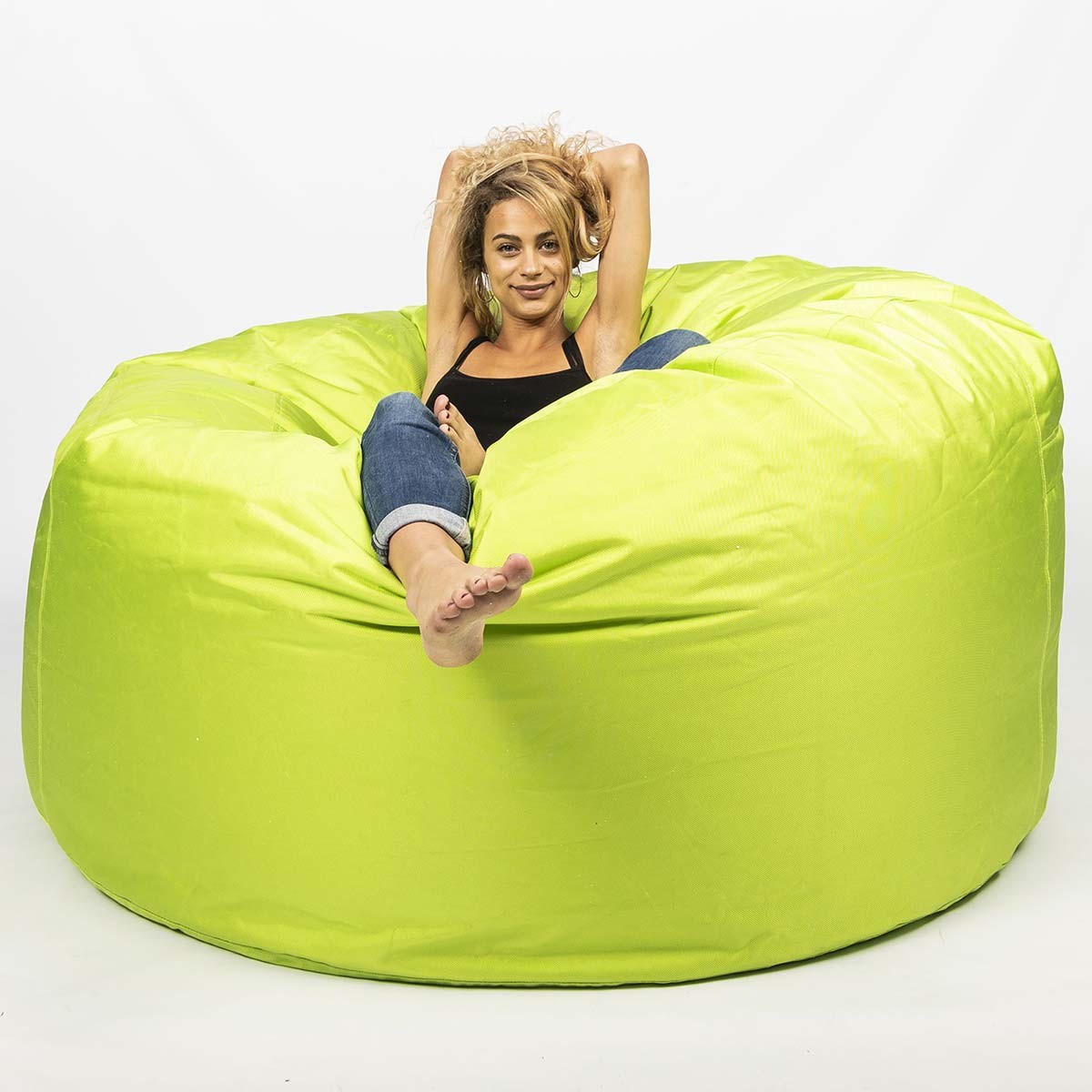 Pouf Géant Extérieur TiTAN Vert Lime XXL 140 x 75 cm en tissu outdoor, assise détente pour extérieur