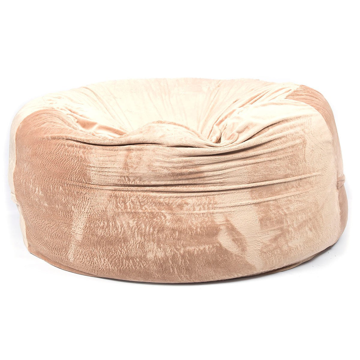 Pouf Géant Rond XXL Polaire Beige — pouf XXL rond en fourrure polaire beige pour détente et décoration intérieure