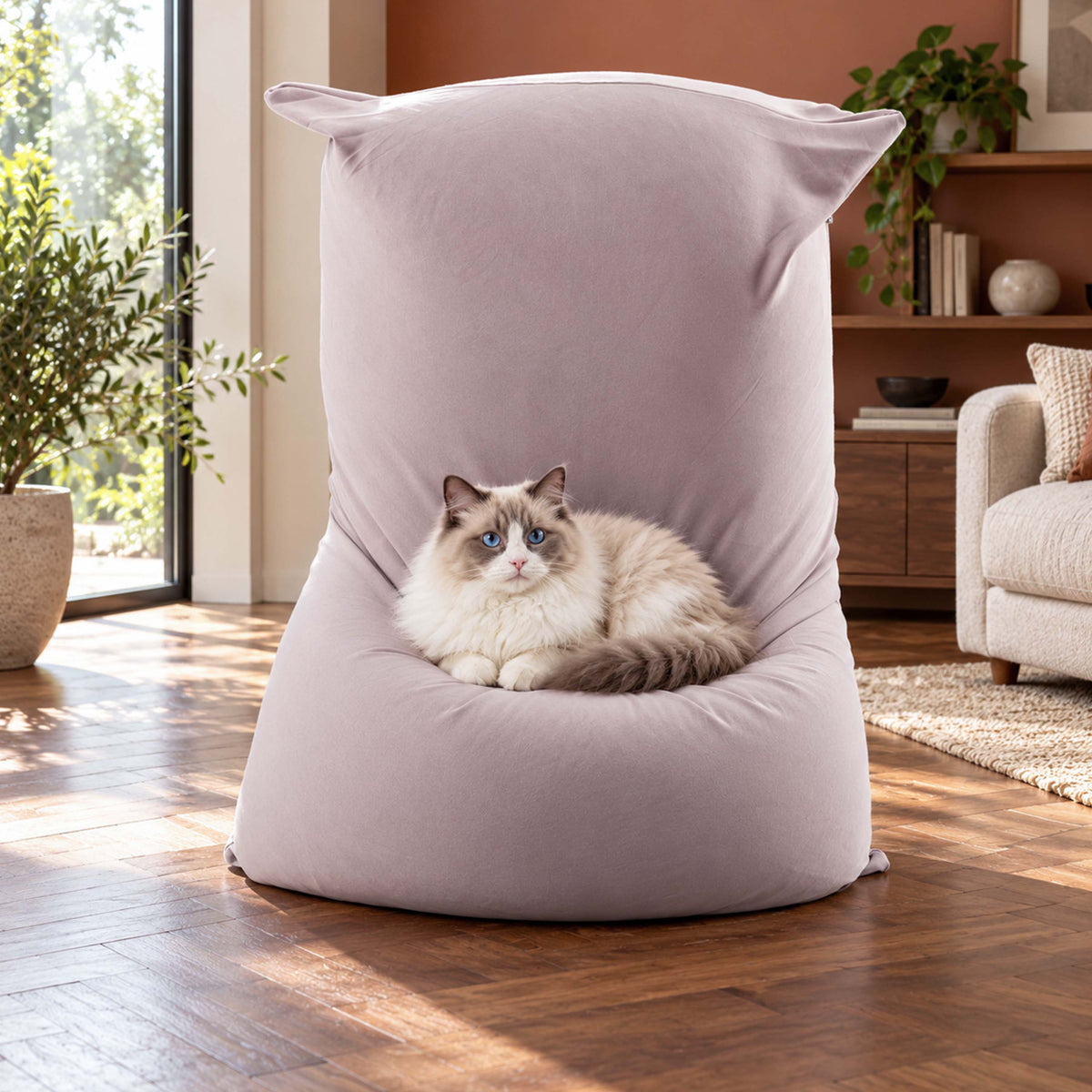 Pouf géant intérieur stretch taupe déhoussable, grand coussin intérieur pour salon et chambre, gris taupe, confort