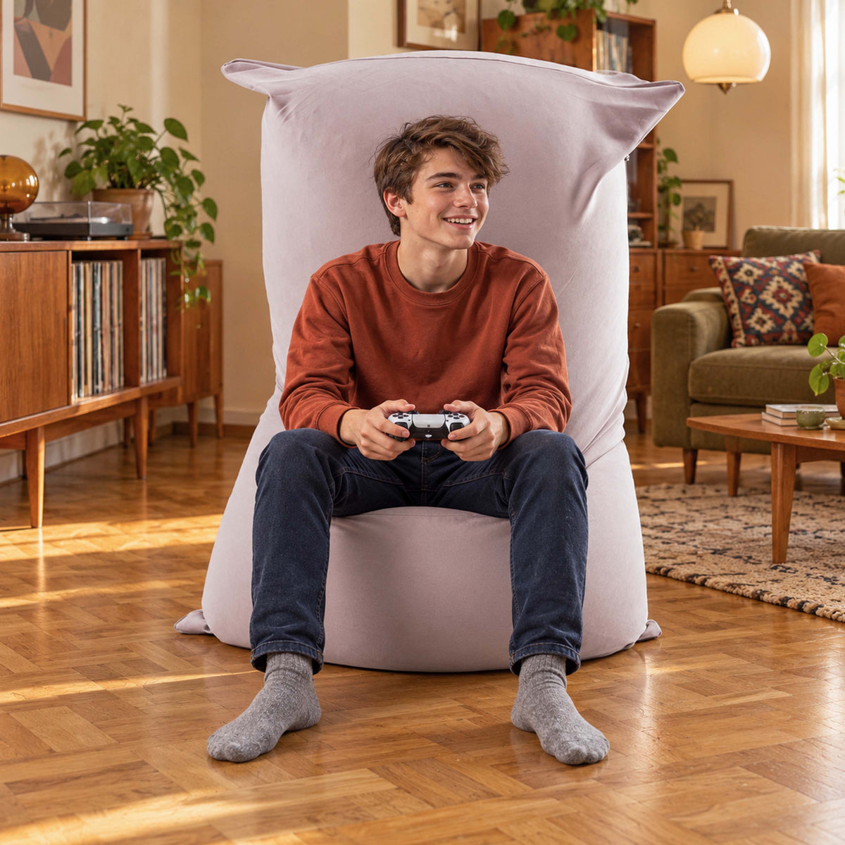 pouf géant intérieur stretch taupe déhoussable, pouf géant BiG52 intérieur, assise confortable pour salon