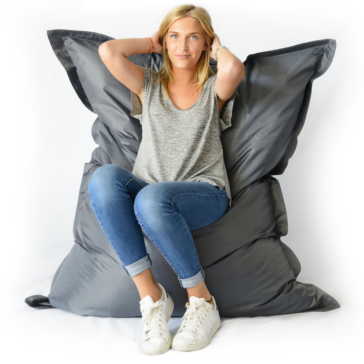 Pouf Géant XL Anthracite : grand pouf XXL pour salon, chambre ou jardin, assise confortable et design anthracite