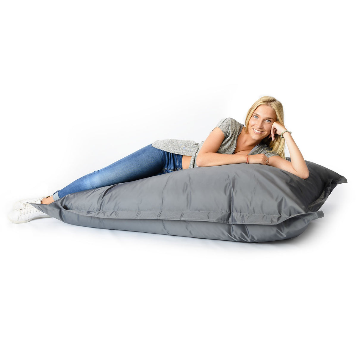 Pouf Géant XL Anthracite : grand pouf confortable gris anthracite, assise détente pour salon, chambre ou jardin