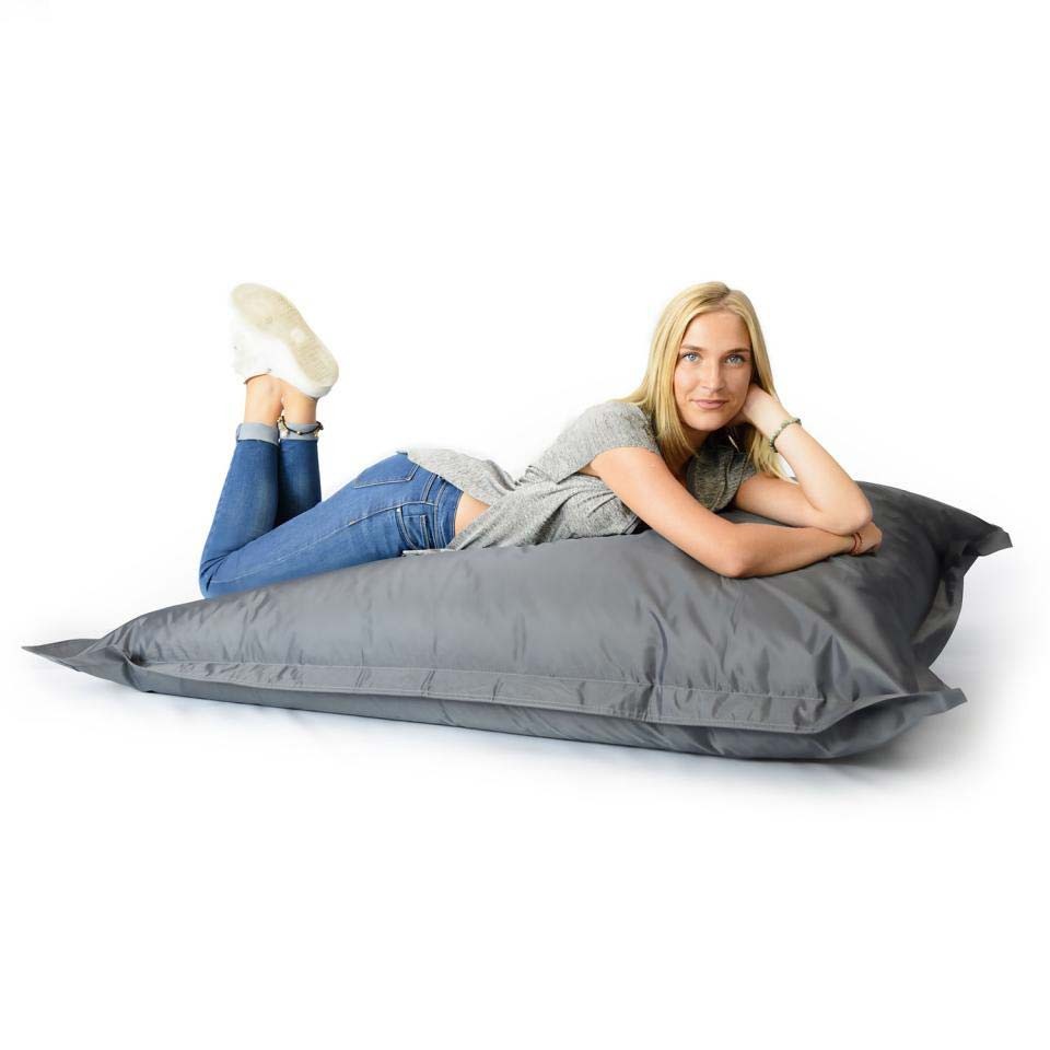 Pouf Géant XL Anthracite, grand pouf sans structure pour salon chambre ou jardin, couleur anthracite, assise confortable