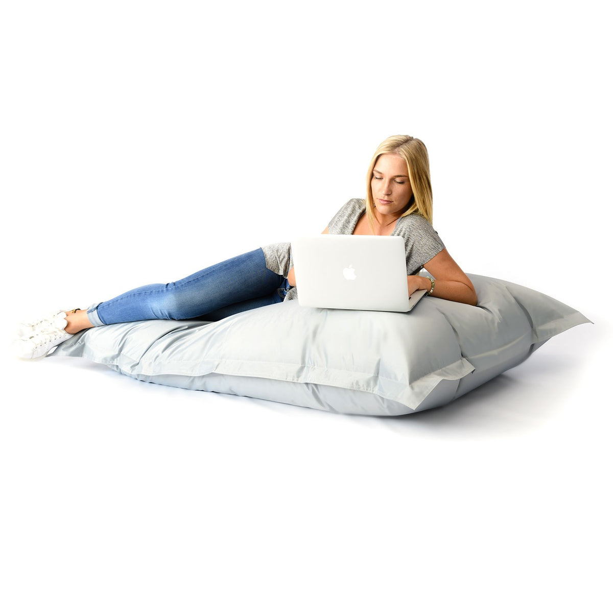 Pouf Géant XL Gris pour salon, chambre ou jardin, assise confortable en gris, grande taille pour se détendre