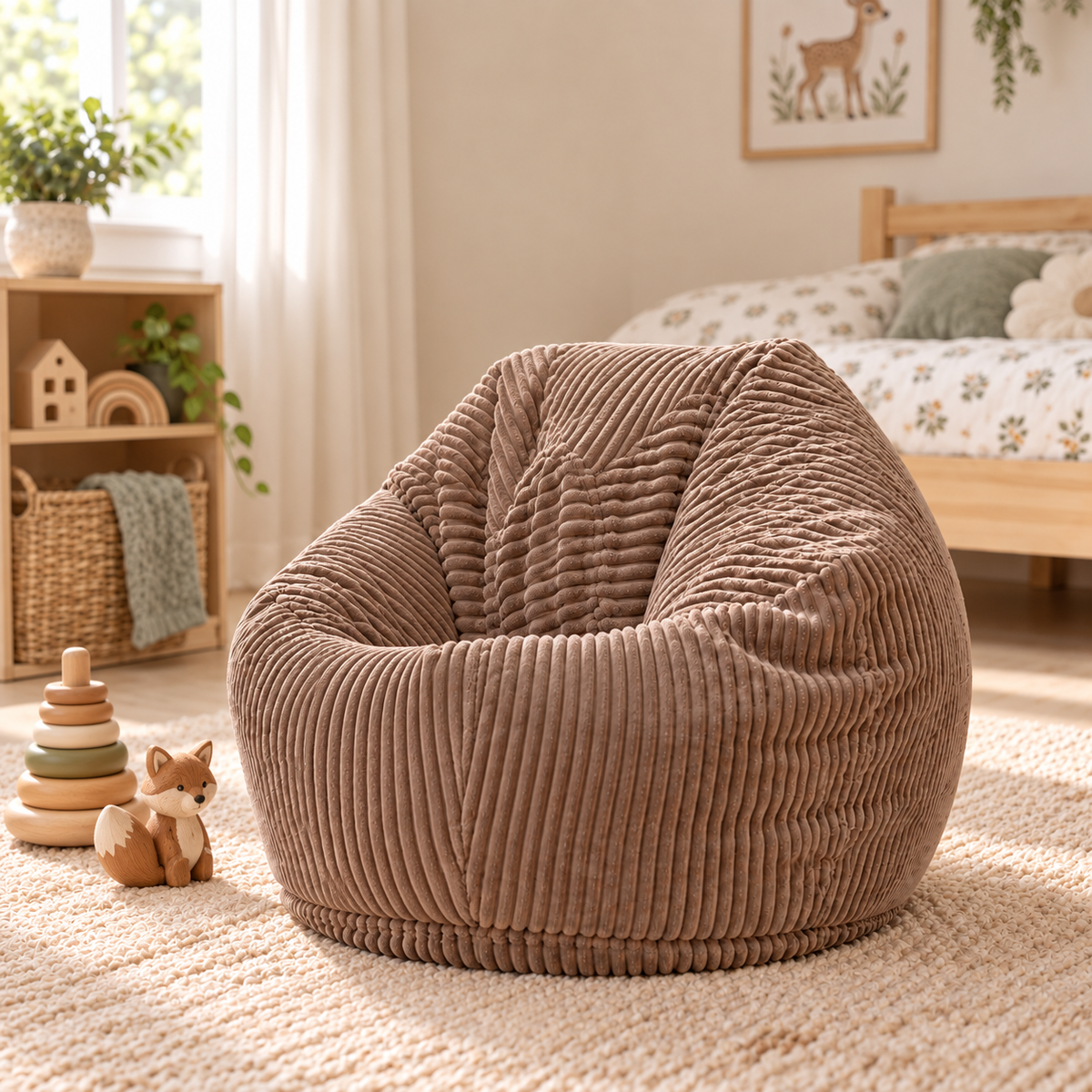 Brown Corduroy Children's Bean Bag Chair