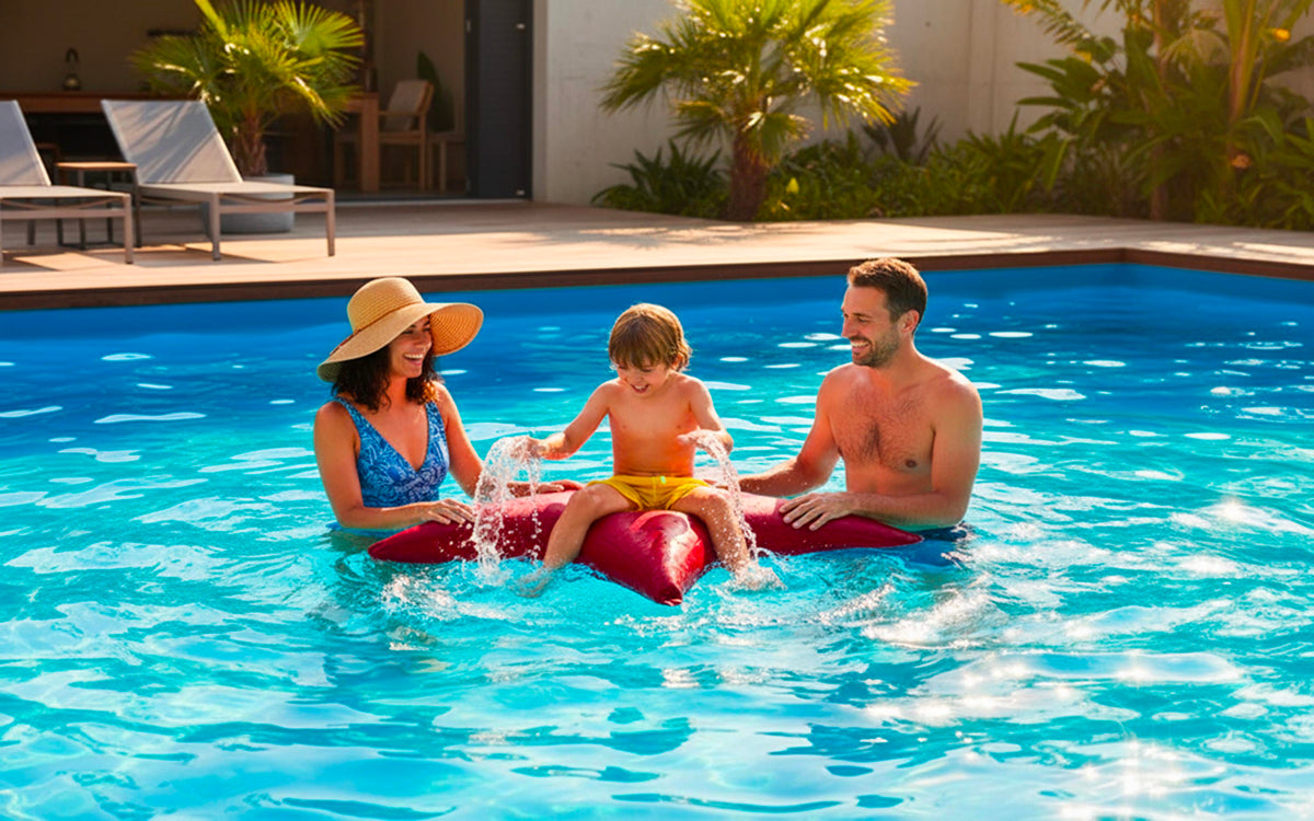 Pouf Piscine, Étoile de Mer Rouge : pouf forme étoile de mer pour se détendre au bord de la piscine en extérieur