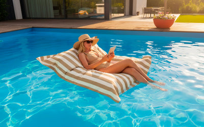 Pouf Piscine Beige Rayé Deauville