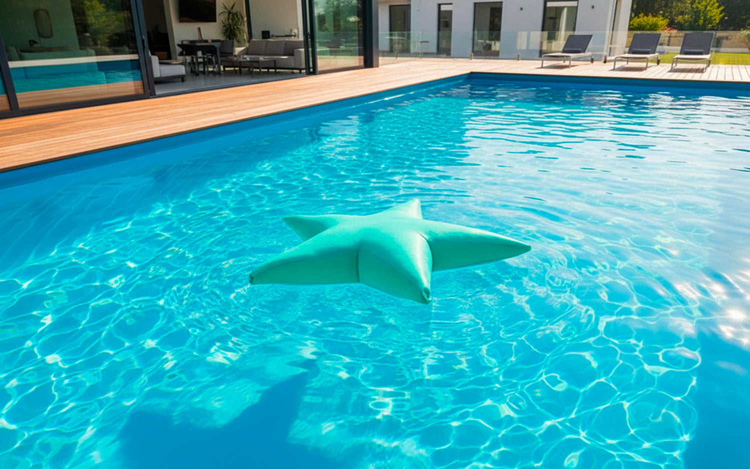 Pouf Piscine, Étoile de Mer Bleu Turquoise