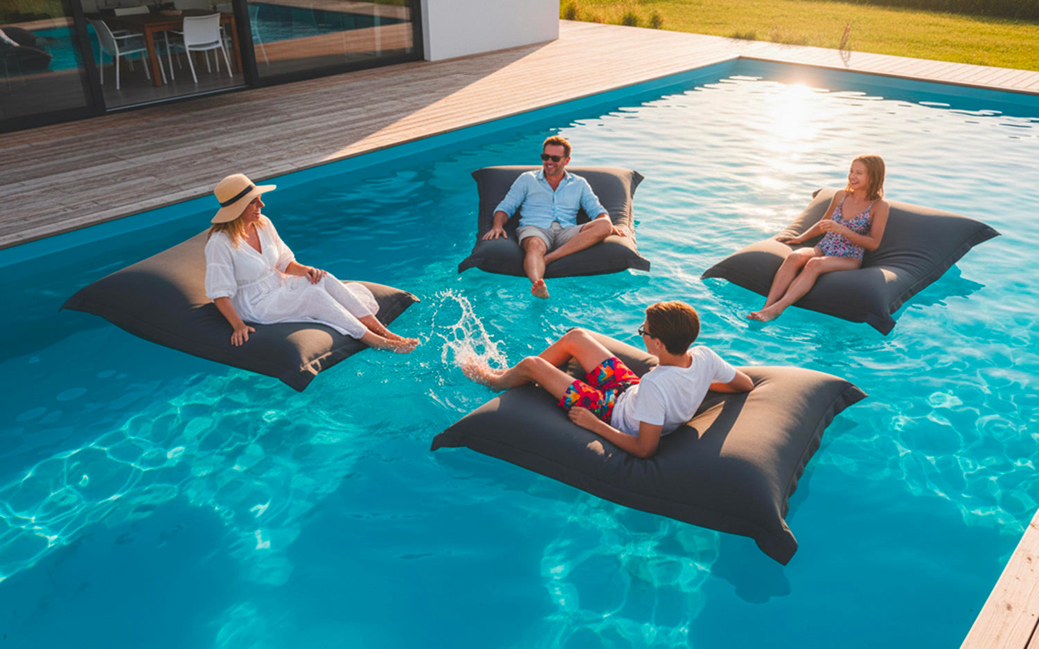 Pouf Piscine Gris Anthracite