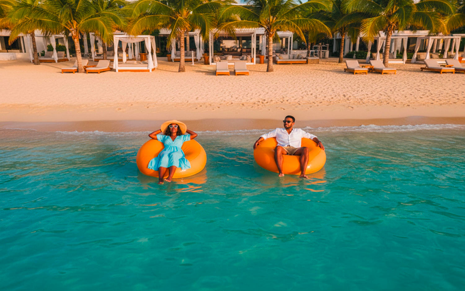 Pouf Rond Piscine Jaune