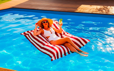 Deauville Red Striped Pool Bean Bag