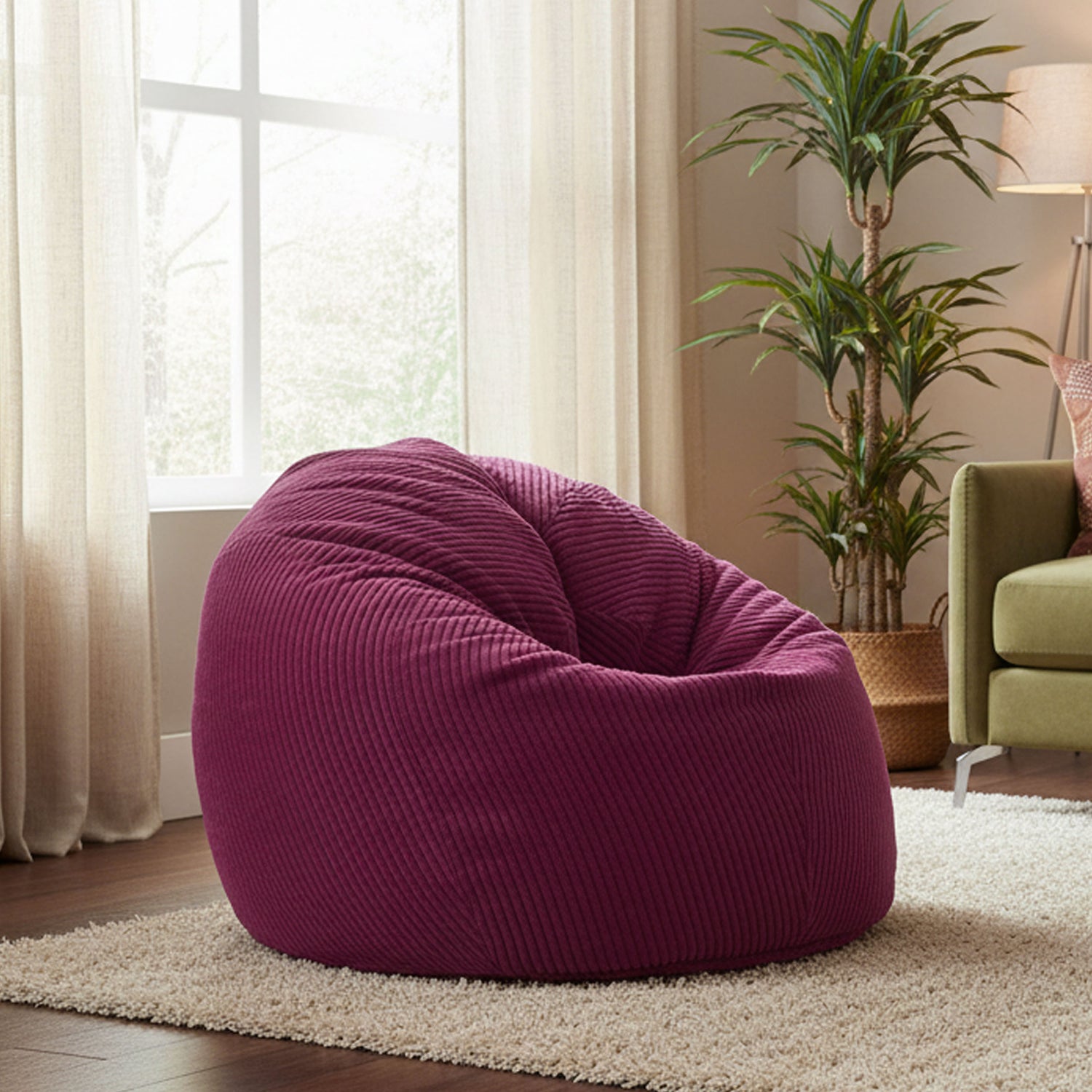 Samt Cord Kirsch Sitzsack