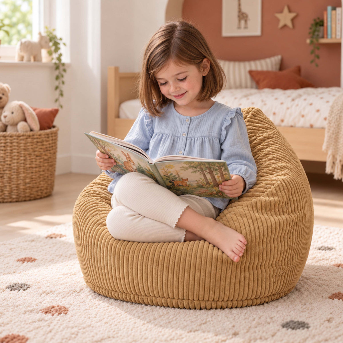 Saccosäck för barn i gyllene beige manchester