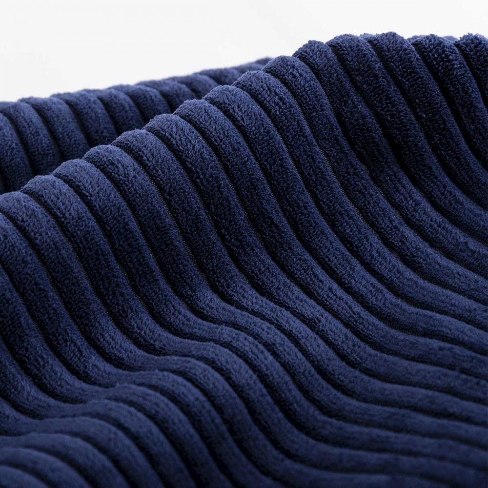 Pouf Poire Enfant Velours Côtelé Bleu Marine, gros plan tissu côtelé bleu marine pour enfant