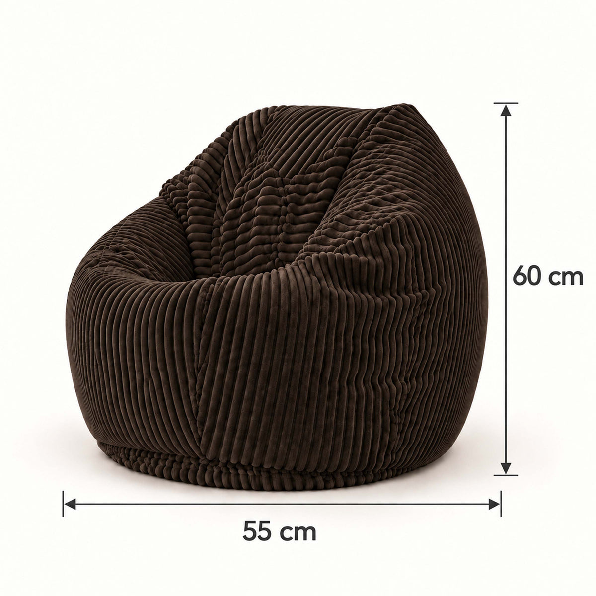 Pouf Poire Enfant Velours Côtelé Brun espresso, pouf poire velours côtelé enfant, dimensions 60 cm, design confort