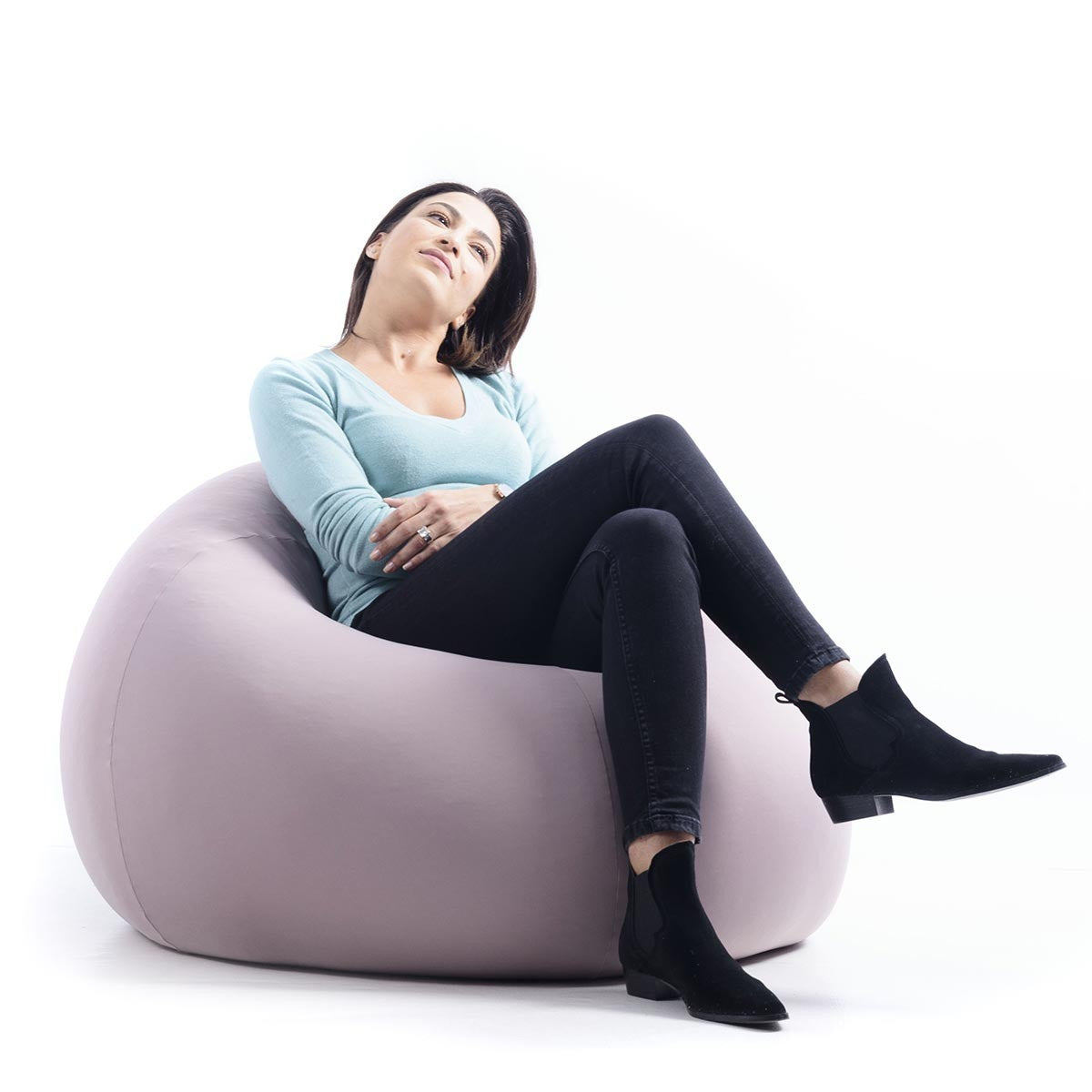 Pouf Poire Stretch Taupe, assise détente à la maison intérieur, grand pouf géant tissu ultra souple BiG52