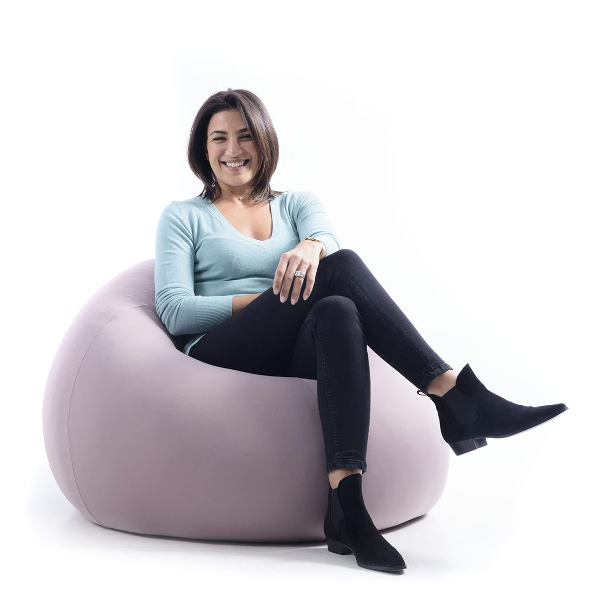 Pouf Poire Stretch Taupe intérieur BiG52, assise relax sur pouf géant tissu ultra souple