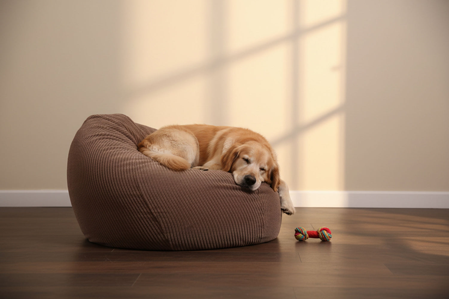 Puf Pera Terciopelo Canalé Marrón