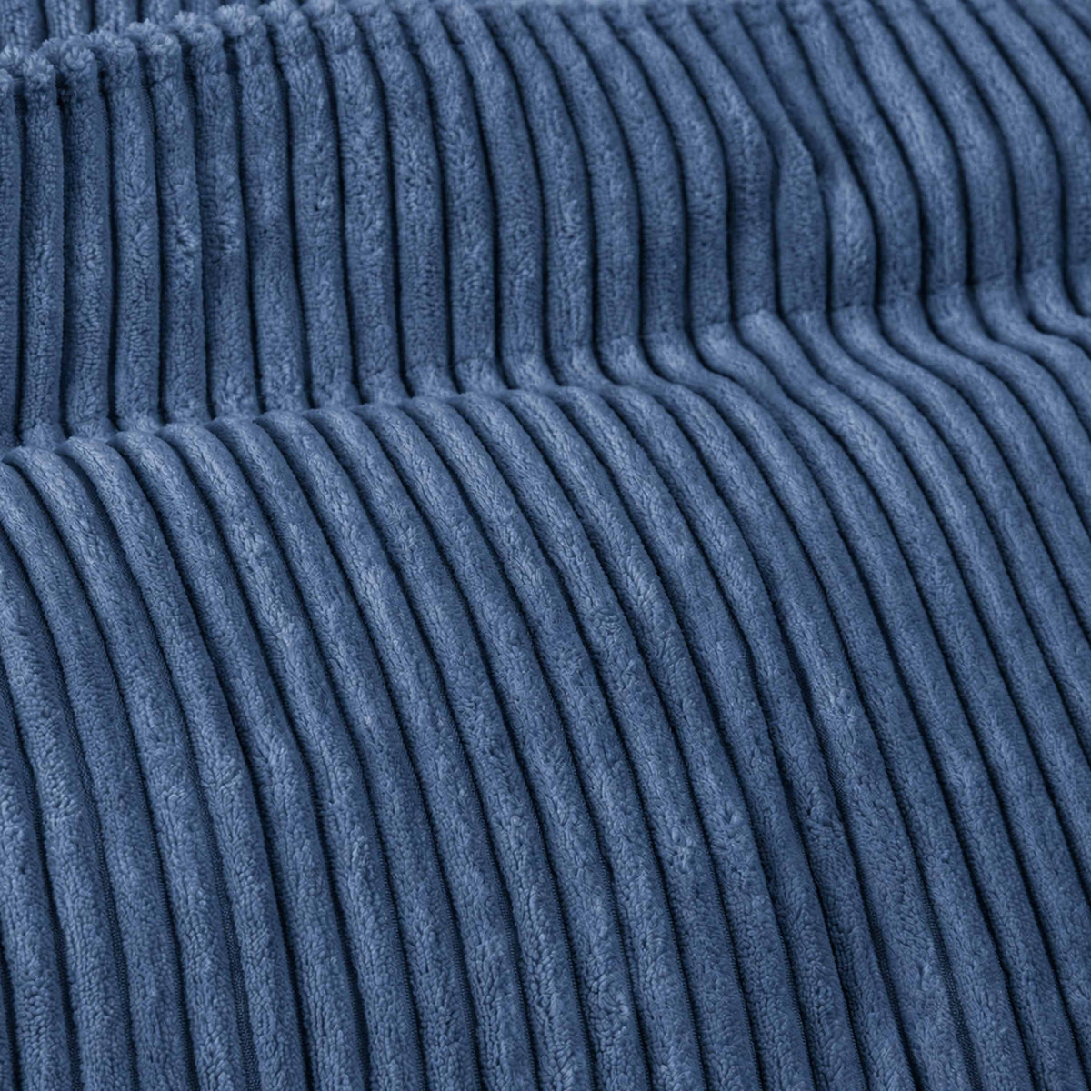 Pouf Géant Rond XL Velours Côtelé Bleu denim : tissu velours côtelé bleu denim, texture côtelée