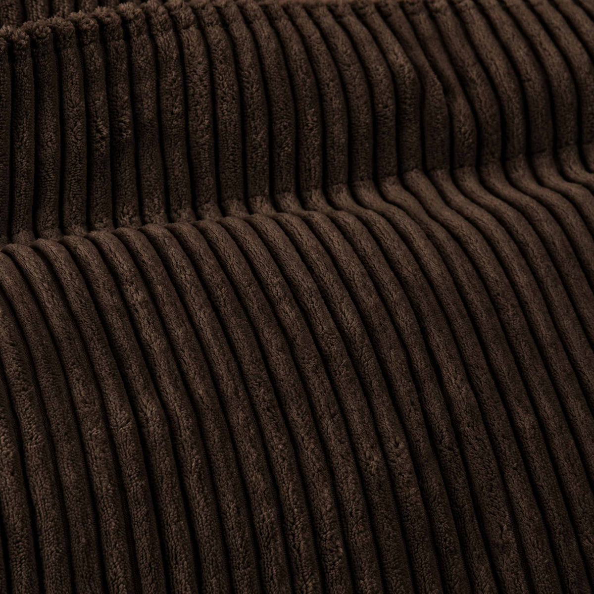 Pouf Géant Rond XL Velours Côtelé Brun espresso, gros plan texture velours côtelé brun espresso