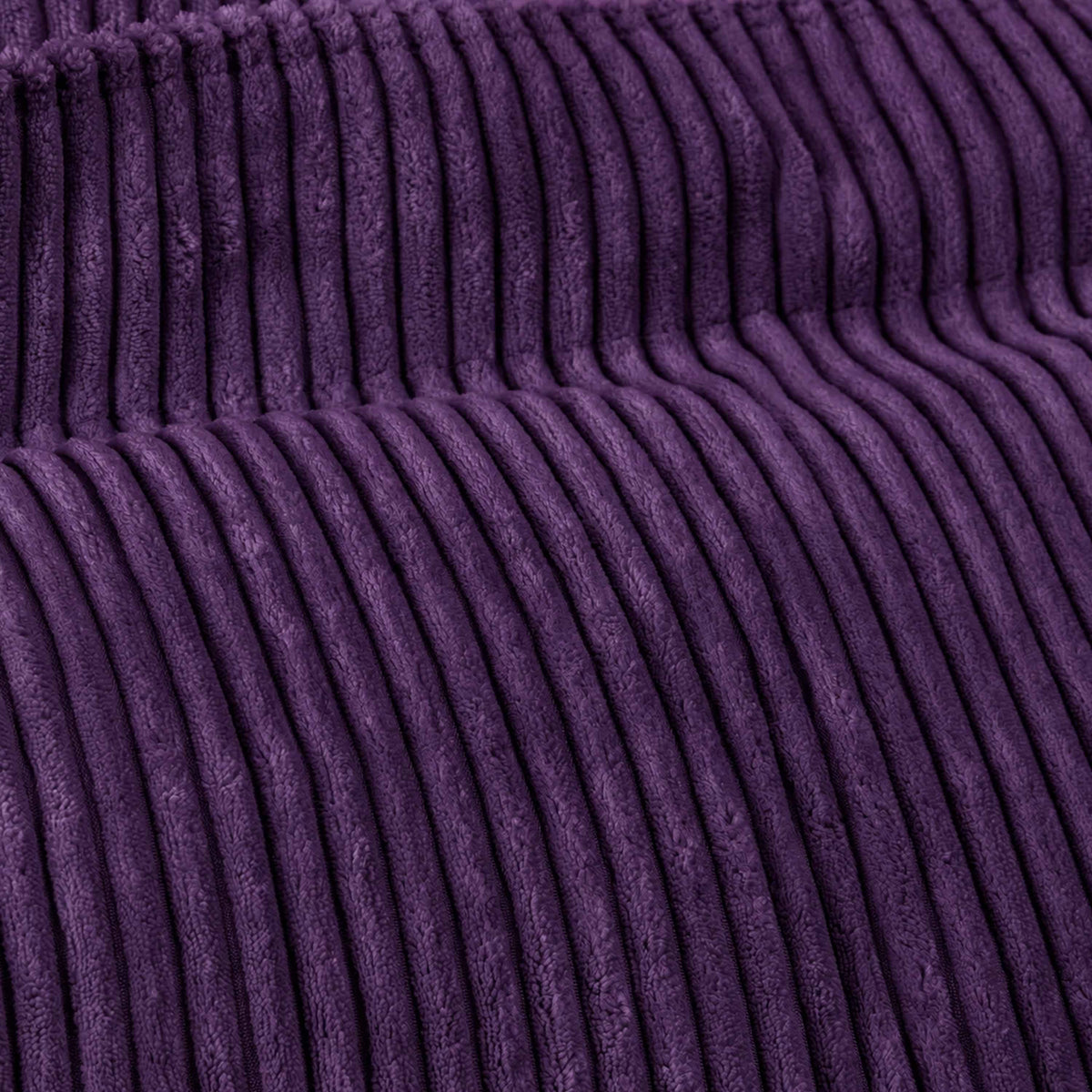 Pouf Géant Rond XL Velours Côtelé Violet aubergine, tissu velours côtelé violet aubergine, gros plan texture