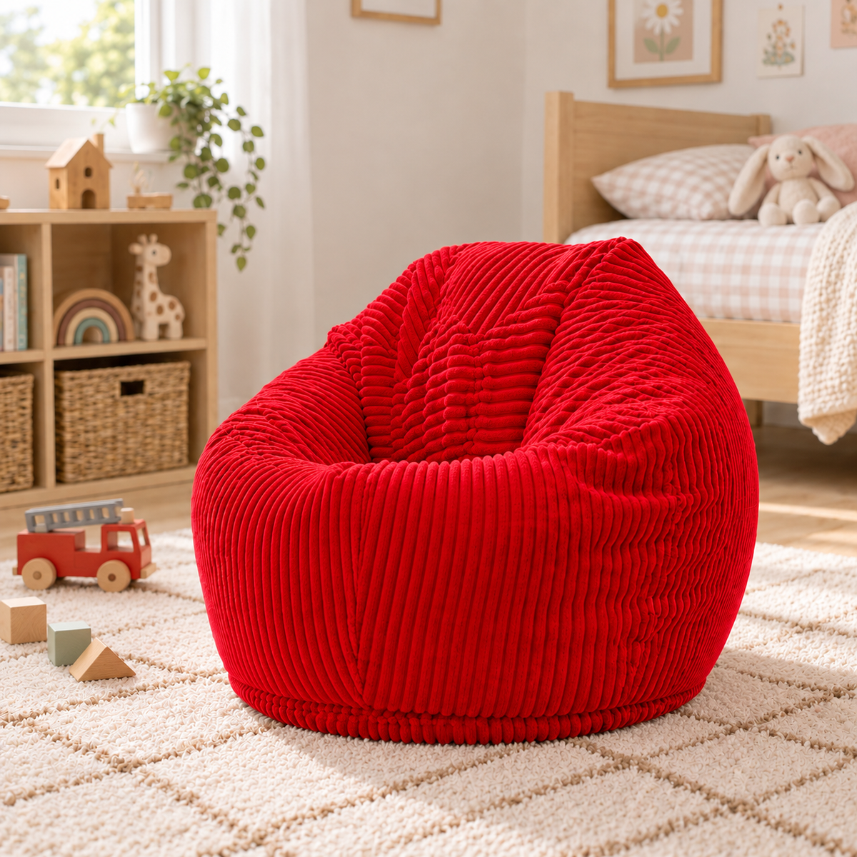 Red Corduroy Children's Pear-Shaped Bean Bag