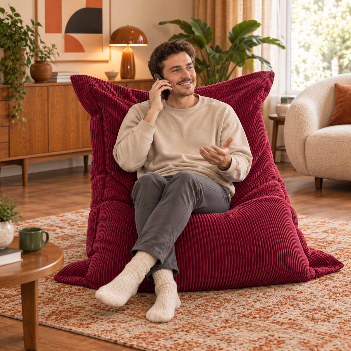 Cherry Corduroy Bean Bag