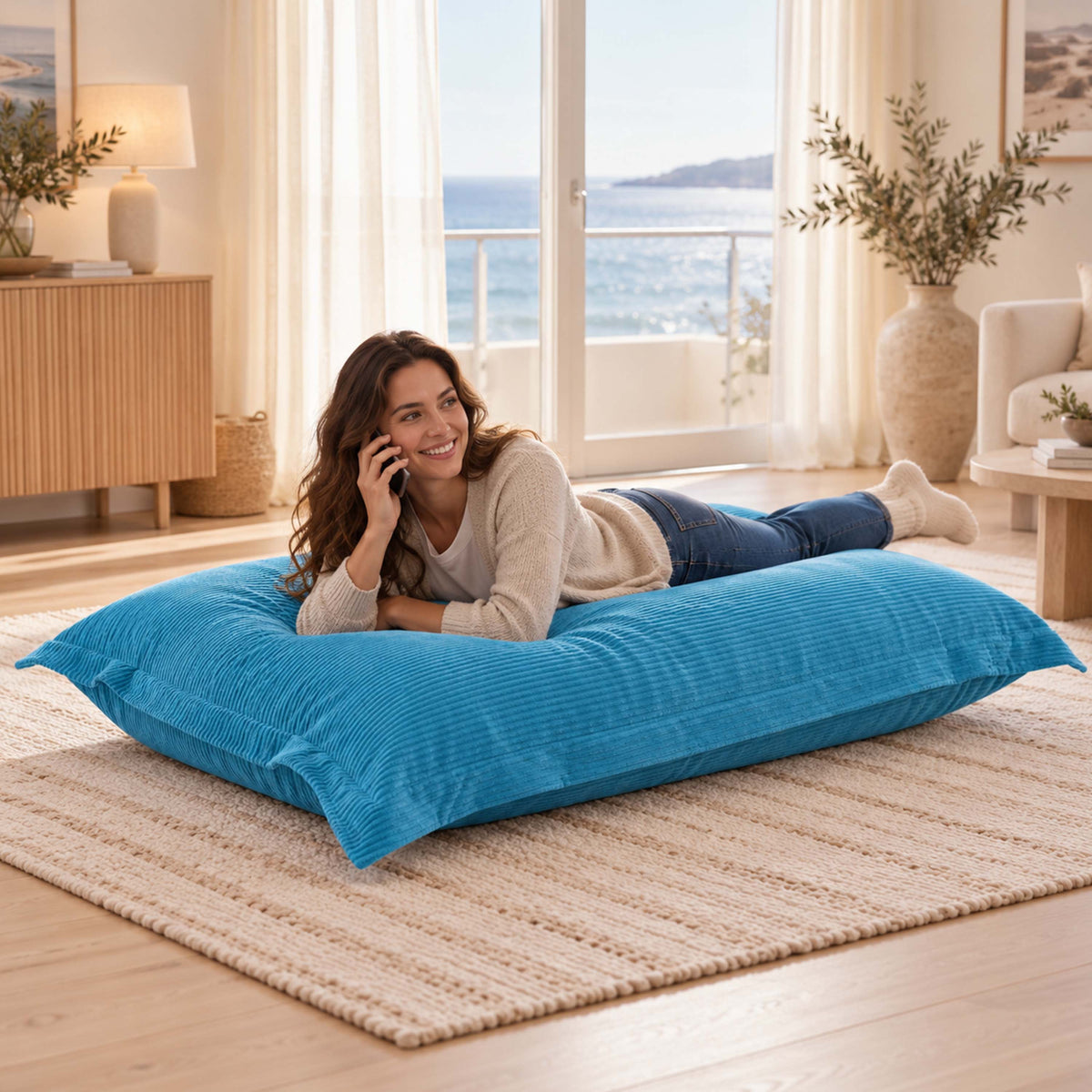 Sky Blue Corduroy Bean Bag