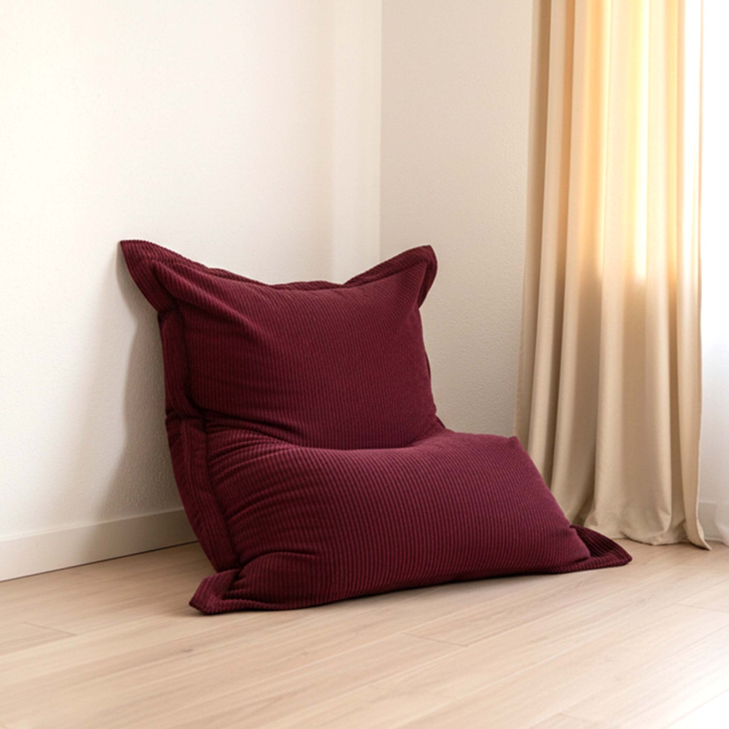 Pouf Velours Côtelé Cerise