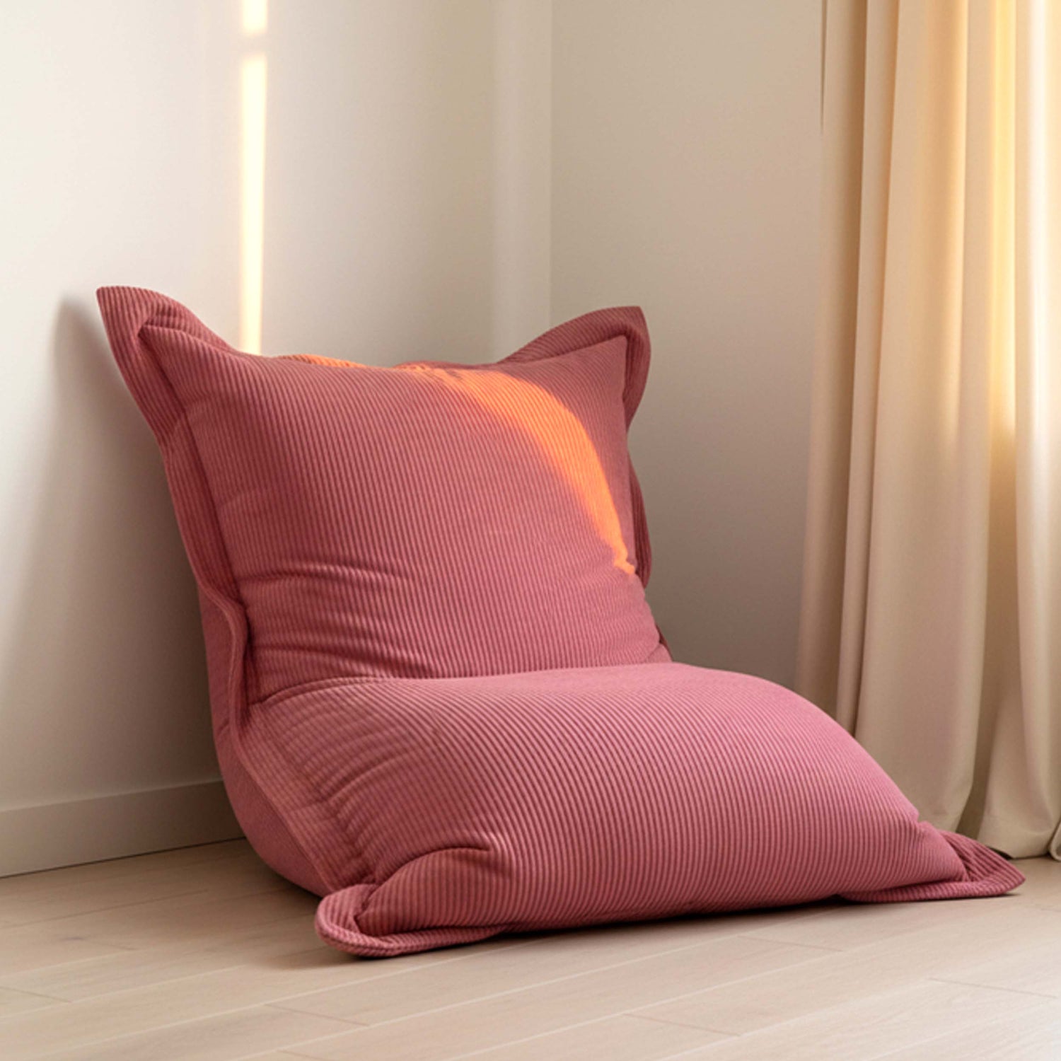 Pouf Velours Côtelé Rose