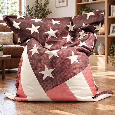 Pouf VINTAGE con bandiera USA