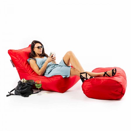 XXL Pouf Sessel mit abnehmbarem Bezug, Außenbereich, Outdoor, Garten, Terrasse, Rot BiG52 IRON RAW