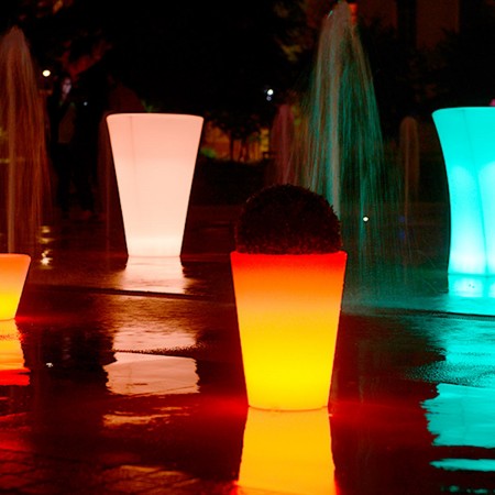 Maceta de luz LED multicolor - REDONDA L