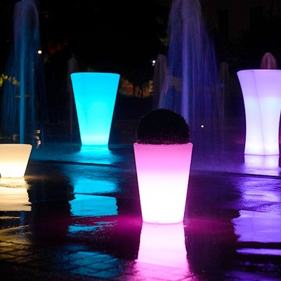 Maceta de luz LED multicolor - REDONDA L